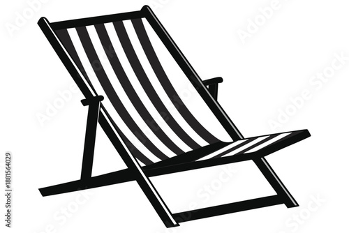 beach chair silhouette line art vector illustration