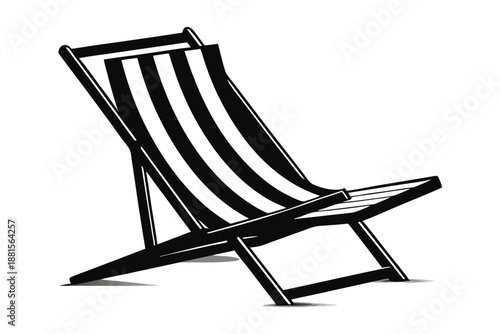 beach chair silhouette line art vector illustration