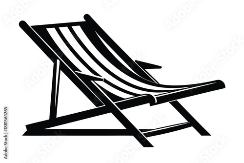 beach chair silhouette line art vector illustration
