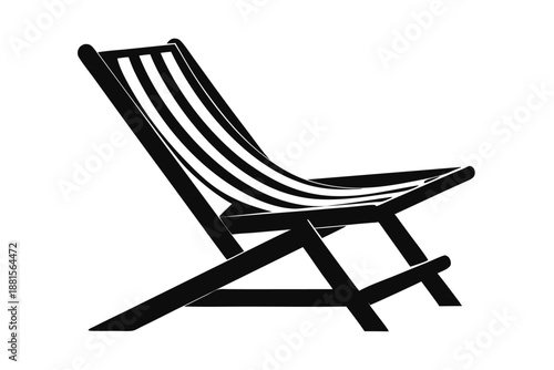beach chair silhouette line art vector illustration