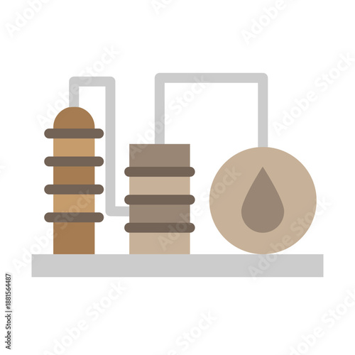 Oil Refinery Vector Flat Icon Design