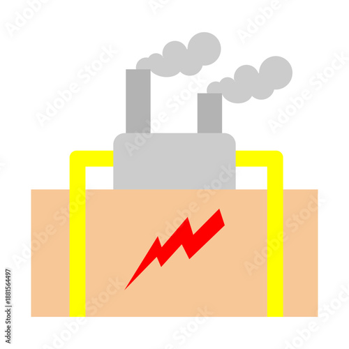 Geothermal Energy Plant Vector Flat Icon Design
