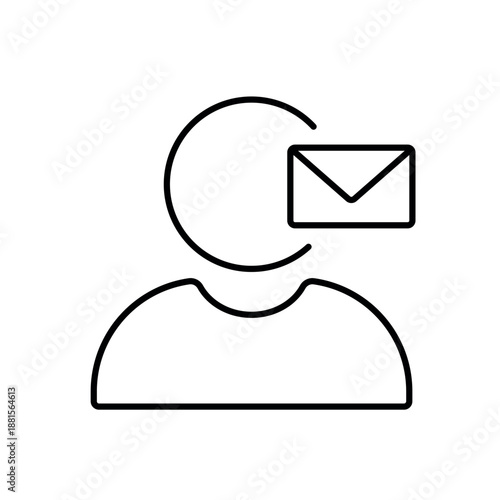 A vector icon of a user and an envelope symbol, representing the need for email verification, created in line style with editable stroke