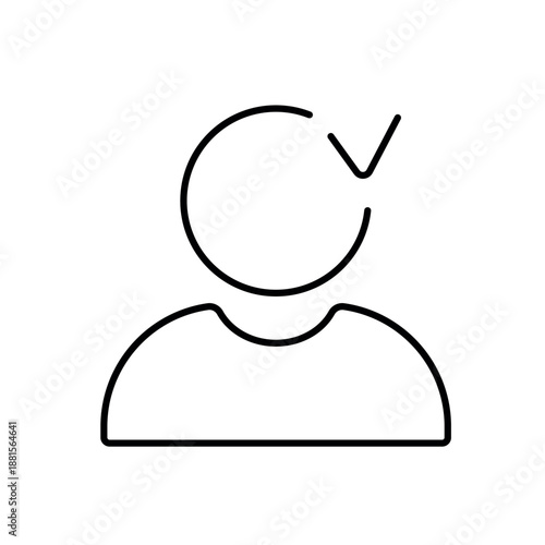 A vector icon showing a user avatar with a check mark indicating a successful login, created in line style with editable stroke
