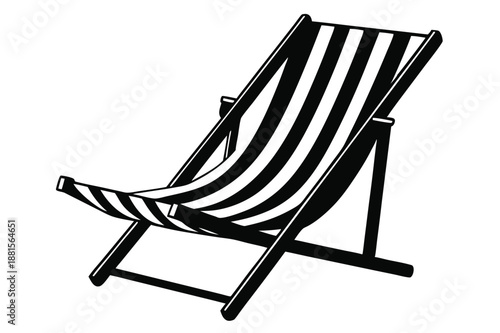 beach chair silhouette line art vector illustration