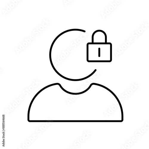 A vector icon depicting a user and a padlock, indicating that two-factor authentication is required, created in line style with editable stroke