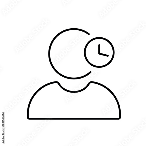 A vector icon showing a user with a clock symbol, representing an expired password, created in line style with editable stroke