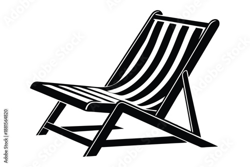beach chair silhouette line art vector illustration