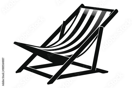 beach chair silhouette line art vector illustration