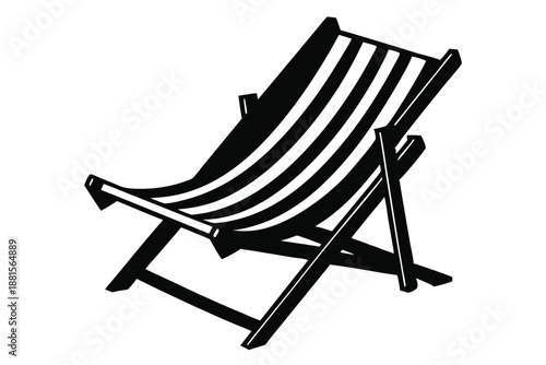 beach chair silhouette line art vector illustration