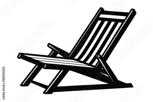 beach chair silhouette line art vector illustration