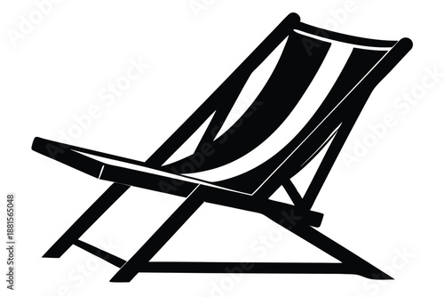 beach chair silhouette line art vector illustration