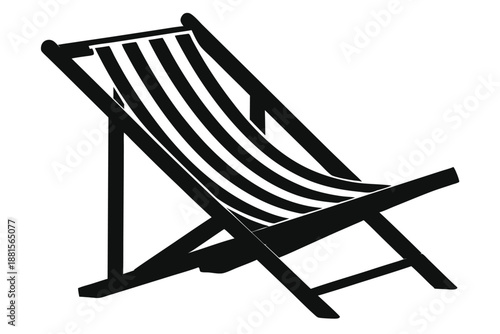 beach chair silhouette line art vector illustration