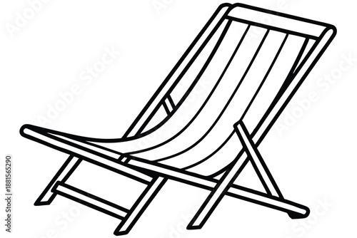beach chair silhouette line art vector illustration