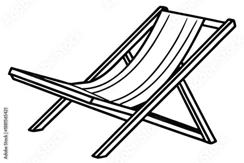 beach chair silhouette line art vector illustration