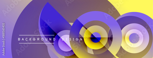 Abstract layers create vibrant visual. Purple, yellow hues blend, forming dynamic composition. Modern design element for backgrounds.