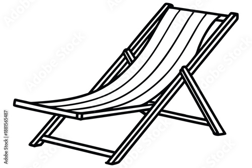 beach chair silhouette line art vector illustration