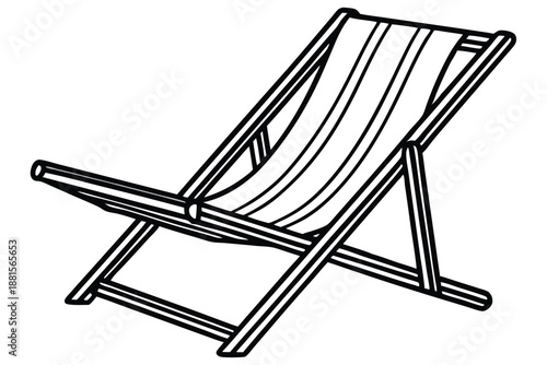 beach chair silhouette line art vector illustration