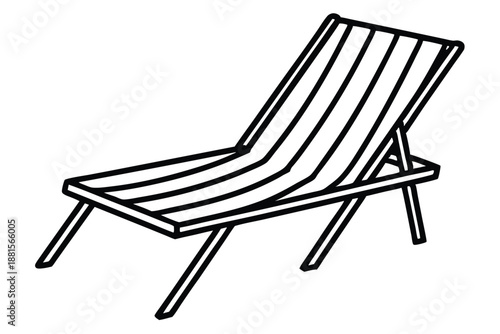 beach chair silhouette line art vector illustration