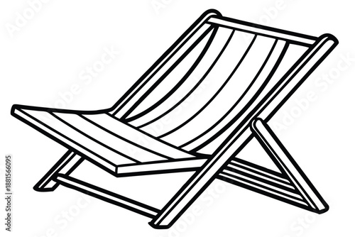 beach chair silhouette line art vector illustration