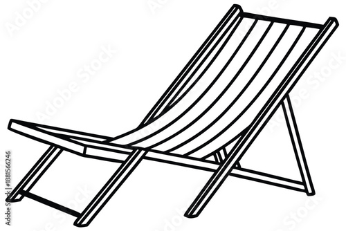 beach chair silhouette line art vector illustration
