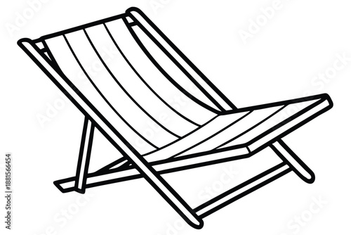 beach chair silhouette line art vector illustration