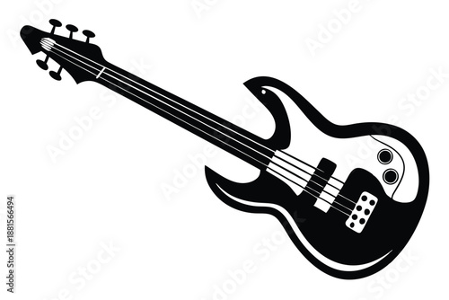 bass guitar silhouette line art vector illustration