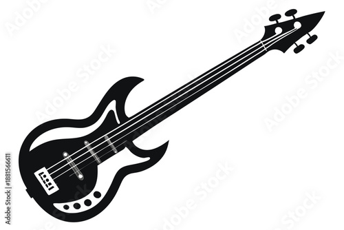 bass guitar silhouette line art vector illustration