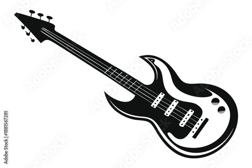 bass guitar silhouette line art vector illustration