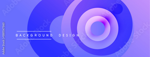 Abstract background features concentric circles. Gradient colors shift from purple to blue. Text reads background design. Simple, modern aesthetic.