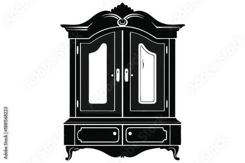 armoire silhouette line art vector illustration