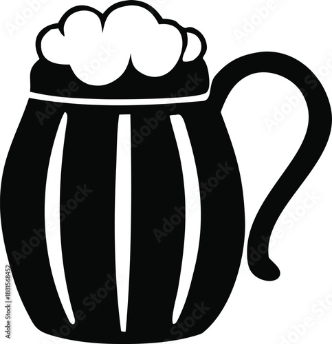 Classic mug filled with frothy beer Vector