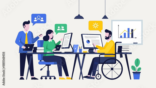 Diverse Team Working Together in Office.