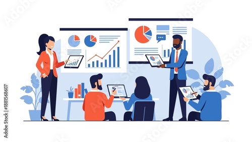 Business Professionals Analyzing Data and Charts.