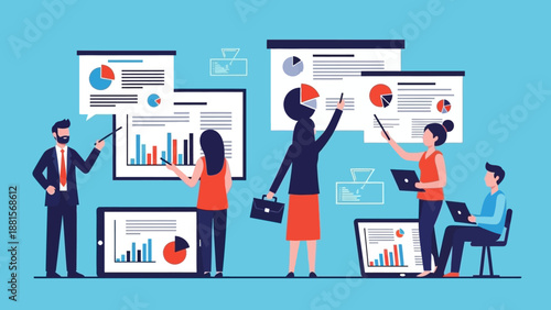 Business Professionals Analyzing Data and Charts.