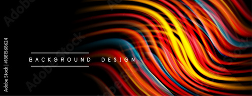 Vibrant flowing lines create dynamic abstract background. Colors blend, forming wavelike patterns. Modern design element.