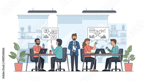 Team Meeting in Modern Office Setting.