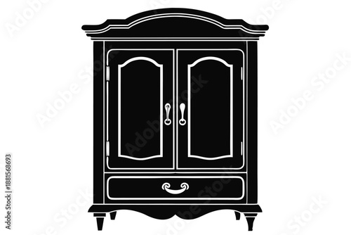 armoire silhouette line art vector illustration