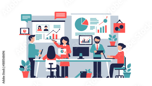 Team Collaboration in Modern Office Workspace.