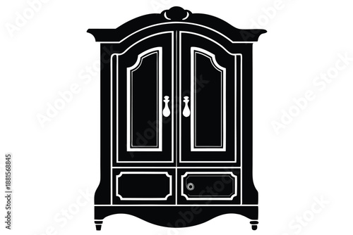armoire silhouette line art vector illustration