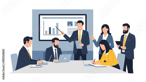 Business Professionals Discussing Project in Meeting Room.