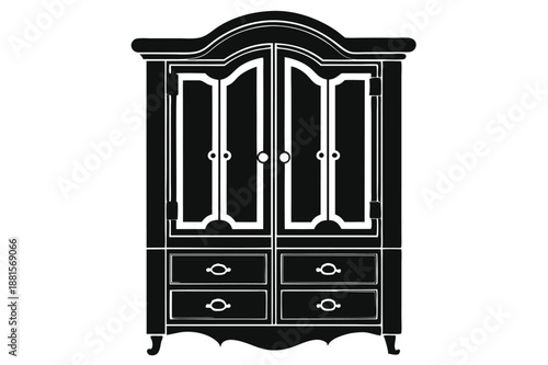 armoire silhouette line art vector illustration