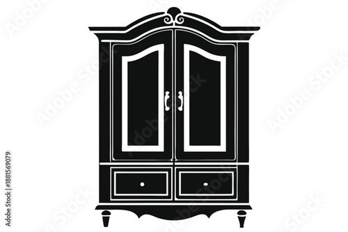 armoire silhouette line art vector illustration