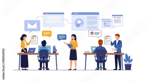 Team Collaboration Meeting Office Workspace Concept.