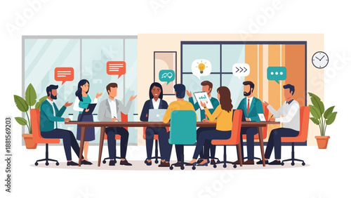 Group of People Sitting Around Table.