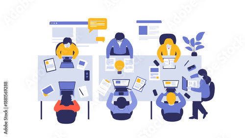 Office Workers at Computer Workstations.