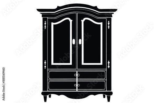 armoire silhouette line art vector illustration