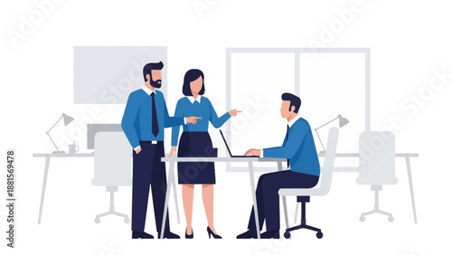 Business Professionals Discussing Project in Office.