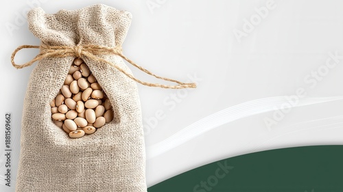 Mixed beans filling a burlap sack, representing healthy nutrition, plant protein, and based agriculture sustainable