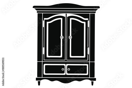 armoire silhouette line art vector illustration
